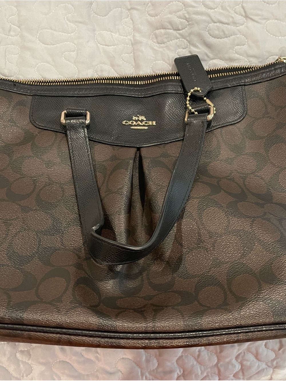 Coach Brown and Black Signature Tote